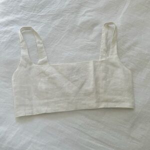 White Linen Crop Top
